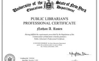 New York State Public Librarian's Professional Certificate